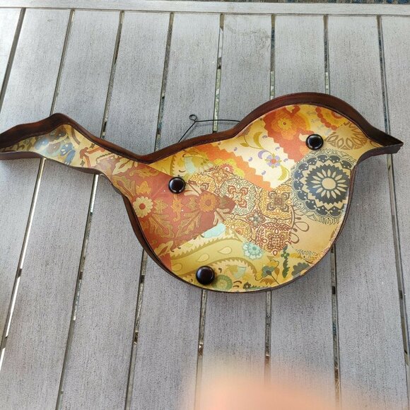 Rustic Metal Bird Tray Wall Hanging Decor 26” Long Farmhouse Accent Boho - Picture 7 of 14